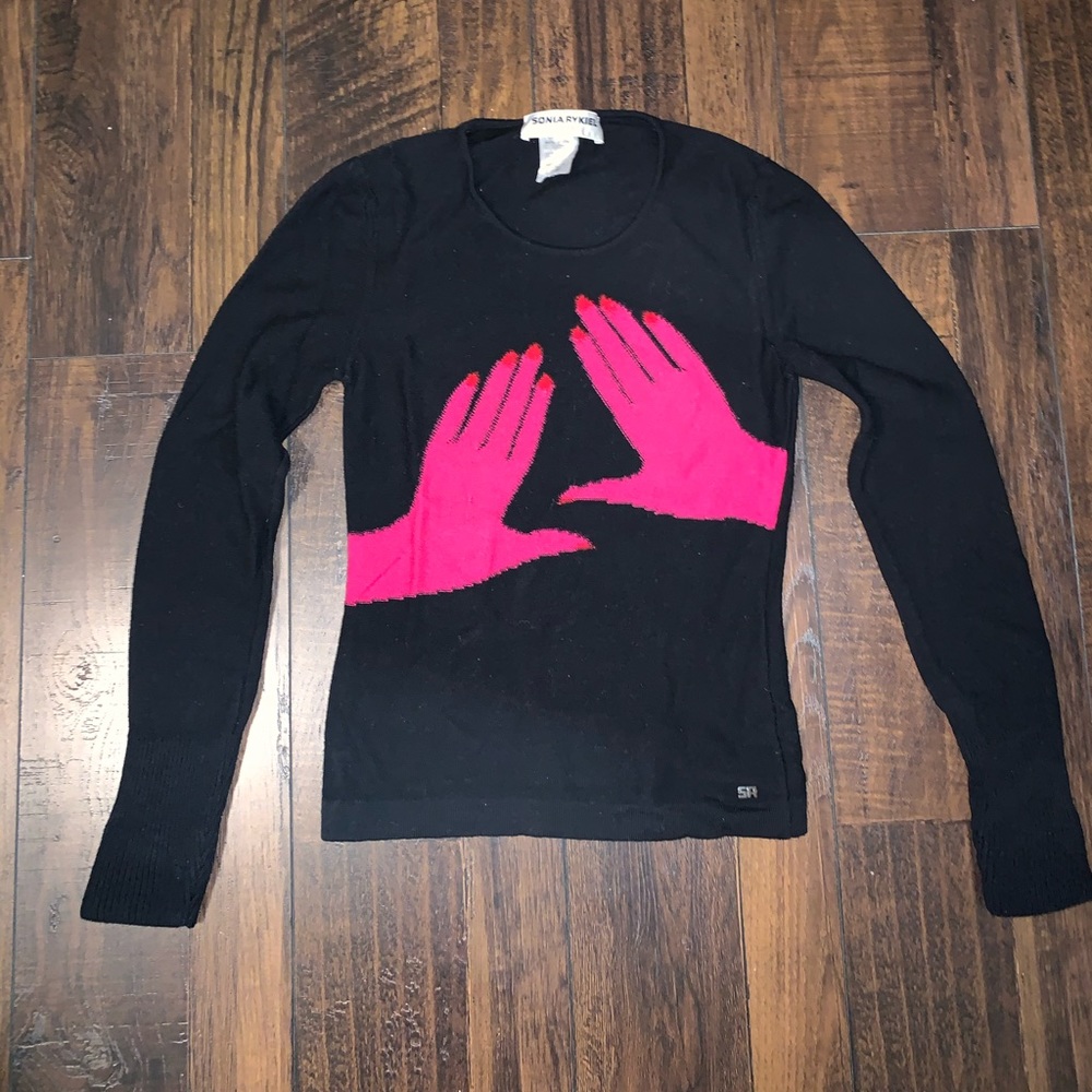 Unique Sonia Rykiel wool sweater with handprints